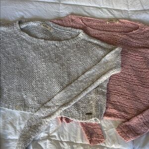 Hollister Gray and Pink Knit Crop Top bundle size M